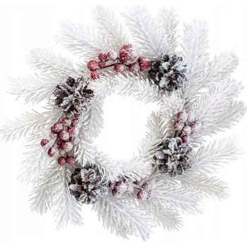 Vánoční dekorace Vánoční věnec VÁNOČNÍ DEKORACE z jehličí s bílými ozdobami