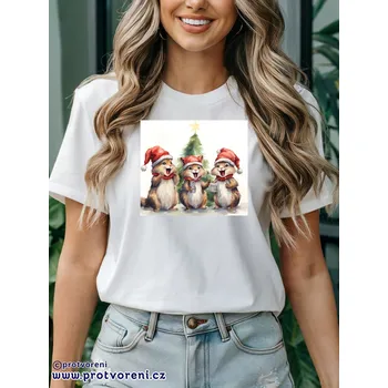 Trička s potiskem Tričko s potiskem, VÁNOČNÍ ZPÍVAJÍCÍ VEVERKY, 1 ks zvolte VELIKOST textilu ZDE:: XXL- velikost typ Beagle