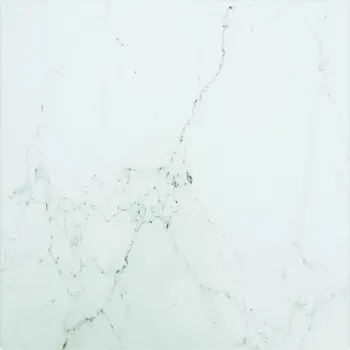 Barový stolek OMAXI Stolní deska bílá 40 x 40 cm 6 mm tvrzené sklo mramorový design 055854