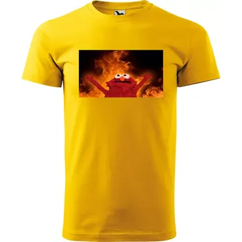 Pánské tričko Sablio Tričko s potiskem Fire puppet - žluté 4XL