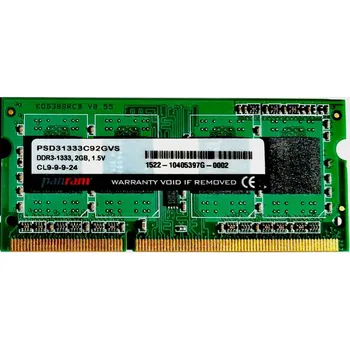 Operační paměť PanRam 2GB DDR3 SODIMM 1333MHz CL9 PSD31333C92GVS