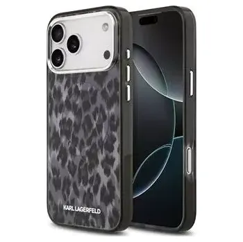 Pouzdro na mobilní telefon Karl Lagerfeld IML Leopard MagSafe Zadní Kryt pro iPhone 17 Pro Max Grey