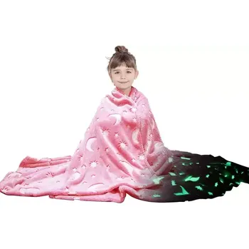 Dětský spotřebič Svítící deka Magic Blanket 160x190cm růžová - měsíc a hvězdy