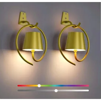 Nástěnné svítidlo Nástěnné LED svítidlo RGB přenosné akumulátorové šampaňské zlaté 2ks