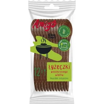 Příbor Opakovaně použitelné lžičky Amigo hnědé, 12 kusů