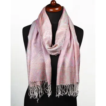 Šála Šála z viskózy a hedvábí bílo-růžová