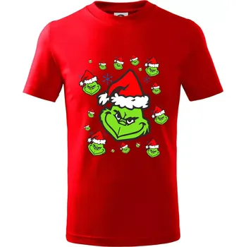 Grinch Vánoční - Tričko dětské bavlněné - 98 cm / 2 roky ( Červená )