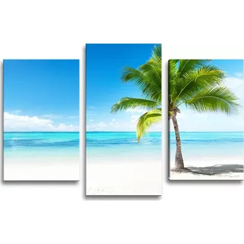 Obraz Sablio Obraz - 3-dílný Palma na pláži - 75x50 cm