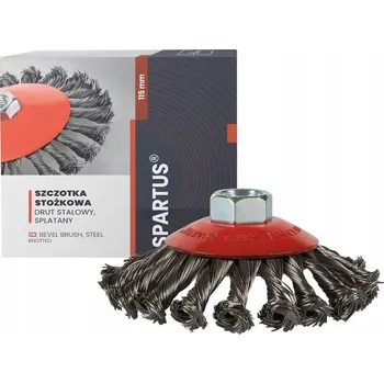Drátěný kartáč Kuželový kartáč fi115mm M14 ocelový drát pletený 0,5mm SPARTUS
