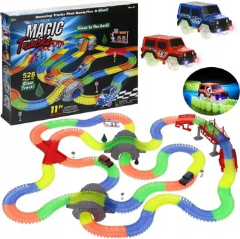 autodráha Svítící Závodní Autodráha 528 dílků Magic Track + 2 Autíčka + Příslušenství