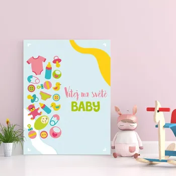 Plechová cedule Sablio Dárková cedulka Vítej na světě, baby: 30x40 cm