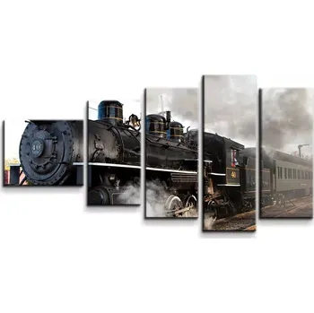 Obraz Sablio Obraz - 5-dílný Parní lokomotiva - 100x60 cm