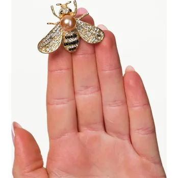 Brož Camerazar Krásná zlatá včelí brož s perlou