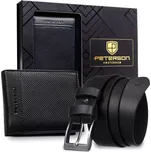 Dvoudílná pánská dárková sada: Peterson kožený opasek a peněženka PTN N992-DOT-125-BW