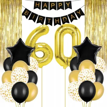Party dekorace Balónková sada dekorace k 60. narozeninám – zlatá, velká
