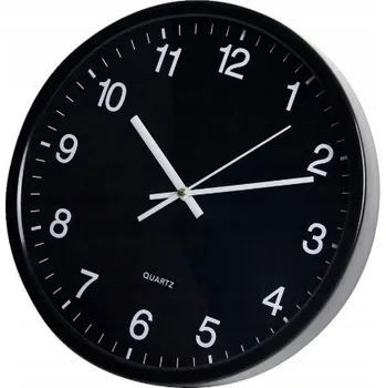 Hodiny Nástěnné hodiny TOE černé kovové sklo na baterie 30 cm