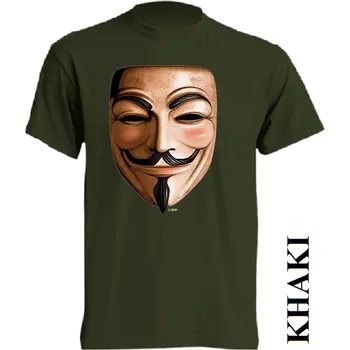 Pánské oblečení levne-bavlnene-tricko-potisk-anonymous Barva: Khaki, velikost: XXL