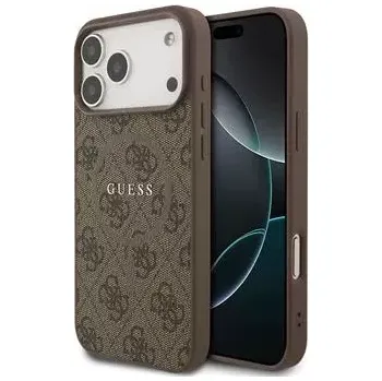 Pouzdro na mobilní telefon Guess PU Leather 4G Colored Ring MagSafe Zadní Kryt pro iPhone 17 Pro Max Brown