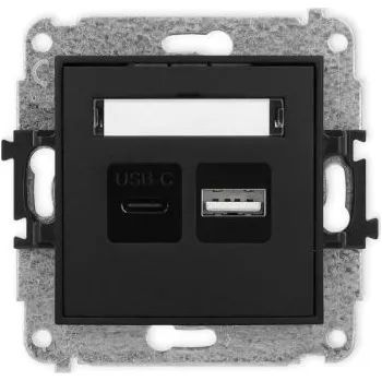 Elektrická zásuvka USB zásuvka do zdi Karlik černá