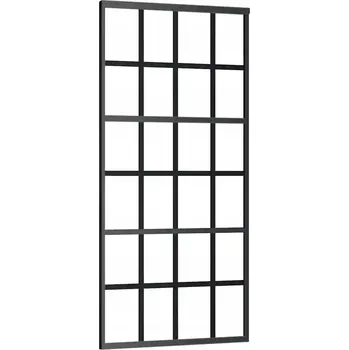 Interiérové dveře Posuvné dveře z ESG skla a hliníkového rámu, čiré/černé, 90x