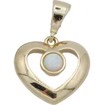 Zlatý přívěsek srdíčko s bílým opálem