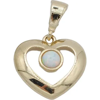 Přívěsek Zlatý přívěsek srdíčko s bílým opálem