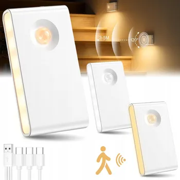 Noční světlo 3 KS LED PODLINKOVÉ SVÍTIDLO DO KUCHYNĚ, LIŠTA POD SKŘÍŇKU, SENZOR POHYBU