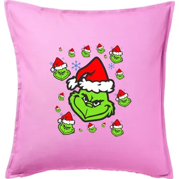 Polštář Grinch Vánoční - Polštář 50x50 - 50x50 - Pouze potah ( Růžová )