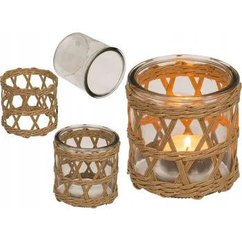 Svícen Skleněný svícen na čajovou svíčku tráva