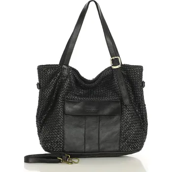 Kabelka Marco Mazzini Velká protkaná shopper taška přes rameno MARCO MAZZINI černá
