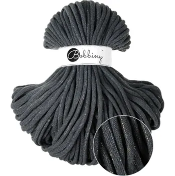 Příze Bobbiny Jumbo Macrame Cord 9 mm 100 m Shiny Charcoal Šňůra