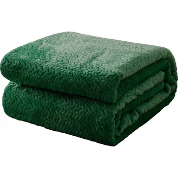 Prostěradlo Měkká koc JODEŁKA 160x200 mikrovlákno LAHVOVÁ ZELEŇ přehoz na POHOVKU