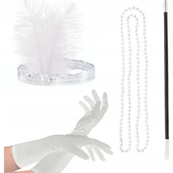 Karnevalový kostým Sada retro doplňků 20. léta bílá – kostým na karneval, ples, Halloween