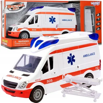 autíčko SANITKA ZÁCHRANKA NOSÍTKA V SADĚ + ZVUKOVÉ A SVĚTELNÉ SIGNÁLY