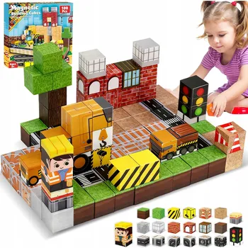 ostatní stavebnice KLOCKI MAGNETYCZNE 3D MAGNETICKÁ STAVEBNICE, SADA 100 DÍLŮ PRO DĚTI