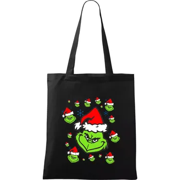Nákupní taška Grinch Vánoční - Taška bavlněná - 42 x 38 cm ( Černá )