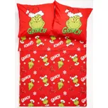 Sinsay Bavlněné vánoční povlečení Grinch červené 160 x 200, 70 x 80 cm patentky