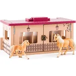 FAUNICA Stáj se dvěma koňmi Herní set