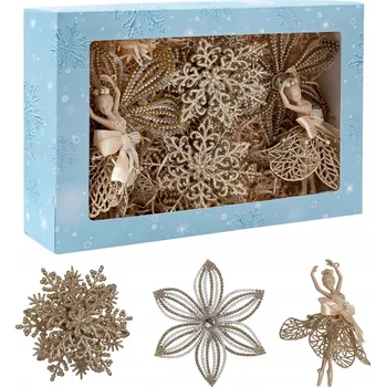 Vánoční dekorace Stříbrné vánoční ozdoby sada baletka vločka sněhová vločka