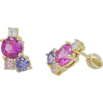 Náušnice Pozlacené stříbrné náušnice s barevnými kameny