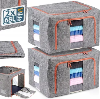 Úložný box Organizér / Obal / Taška na povlečení, deky, oblečení se stelaží / rámem, 66L x2 (2 kusy)