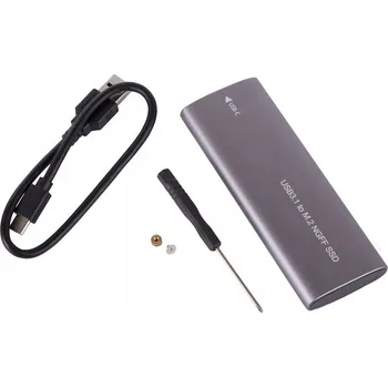 Pouzdro / Adaptér pro M.2 SATA NGFF disk, USB 3.1, USB Typ-C, velikosti 2230-2280mm