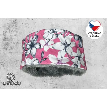 Zimní čelenka umudu Zimní hřejivá čelenka Pink Bloom – ručně šitá v Česku | Umudu