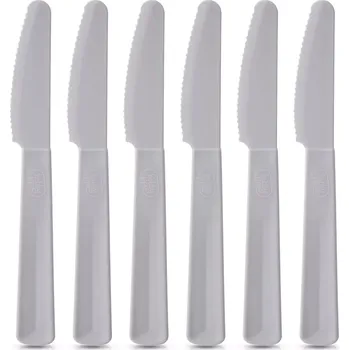Příbor Plastové stolní nože SANDY, šedé, 6 ks