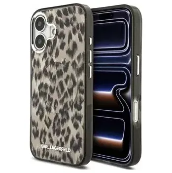Pouzdro na mobilní telefon Karl Lagerfeld IML Leopard MagSafe Zadní Kryt pro iPhone 17 Brown