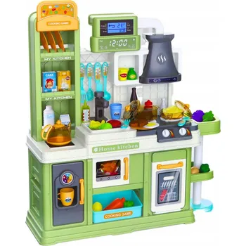 Dětská kuchyňka Dětská Kuchyňka s Cirkulací Vody, Změnou Barvy Jídla a Párou, Zelená, 64 dílů