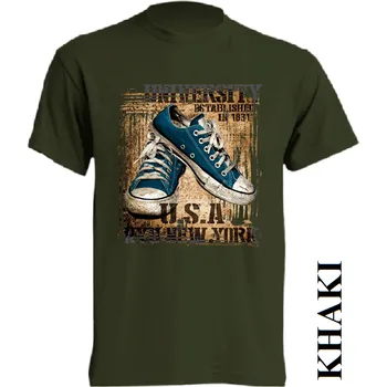 Pánské oblečení panske-levne-bavlnene-tricko-vtipne-americke-tenisky Barva: Khaki, velikost: M