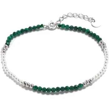 Náramek Stříbrný náramek s perličkami a malachitem