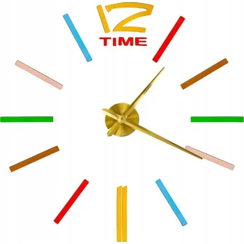 Hodiny Nalepovací nástěnné hodiny 1 číslice 100-120 cm, zlaté ručičky, barevné