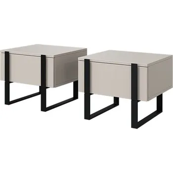 Noční stolek BOGART. Sada nočních stolků Verica, kašmír / černé nohy